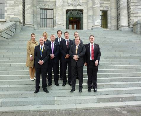 committee members in front of NZ Parliament