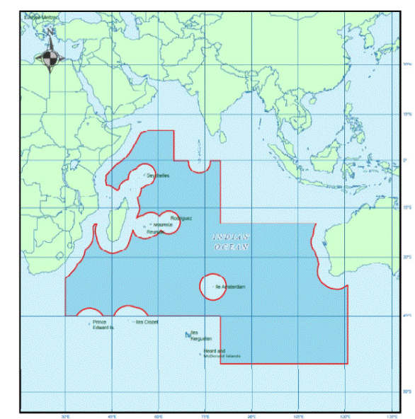 map showing area covered by the Indian Ocean Agreement