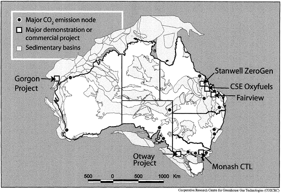 CO2CRC Map of Australian CCS sites